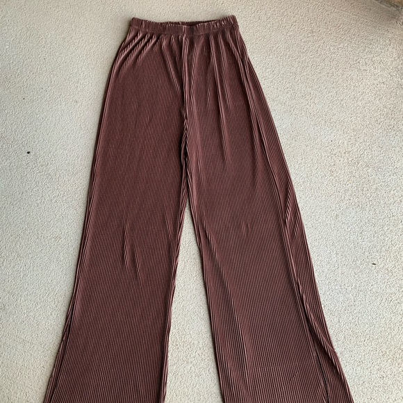 Trendy Brown Matching Pant Long Sleeve Button Up Set Women’s Size Small/Medium - Picture 4 of 11